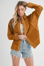 Aemi + Co Side Slit Exposed Seam Button Up Corduroy Jacket Terracotta Woman Outerwear