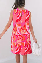 Abstract Floral Print Sleeveless Shift Mini Dress Casual Dresses