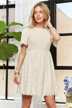 ADORA Rround Neck Crinkle Babydoll Dress Casual Dresses