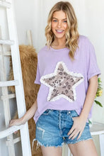 HOPELY Leopard Star Patch Short Sleeve T-Shirt Woman T Shirts
