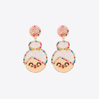 Rhinestone Alloy Mrs. Claus Earrings Multicolor One Size