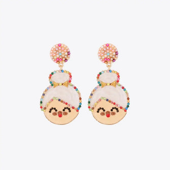Rhinestone Alloy Mrs. Claus Earrings Multicolor One Size Earrings