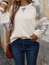 Perfee Plaid Round Neck Long Sleeve Sweatshirt Woman Sweatshirts