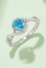 1 Carat Moissanite Contrast 925 Sterling Silver Ring Sky Blue Rings