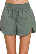 Zenana Windbreaker Smocked Waistband Running Shorts ASH JADE