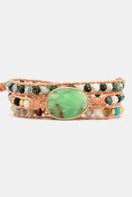 Agate layered bracelet with green chrysoprase and multicolor beads