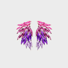 Fuchsia and purple ombre rhinestone acrylic wing earrings