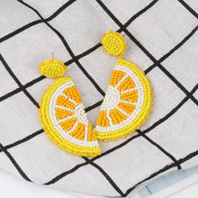 Pair of lemon slice beaded drop earrings in alloy beaded orange shape