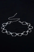 Alloy chain circle shape belt with silver oval links and adjustable clasp