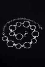 Alloy chain circle shape belt with silver interlocking rings and adjustable lobster clasp