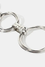 Silver alloy chain circle shape belt with keychain and adjustable clasp