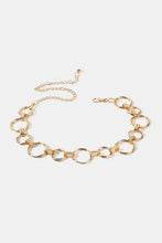 Gold-tone alloy chain circle shape belt with O-rings and clasp