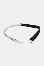 Silver alloy chain elastic belt with black strap and metal buckle
