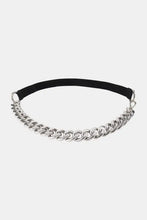 Silver alloy chain elastic choker with black velvet backing