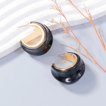 Black and gold Alloy Drip Oil C-Hoop Earrings pair