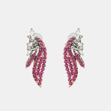 Fuchsia pink and clear alloy glass stone stud earrings