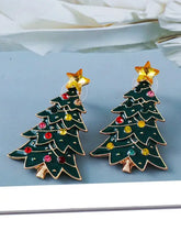 Alloy inlaid rhinestone Christmas tree earrings with colorful ornaments
