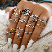 Alloy Multi Shapes 15-Piece Ring Set Fashion Jewelry