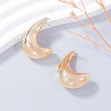 Shiny alloy rhinestone C-hoop earrings with gold crescent studs