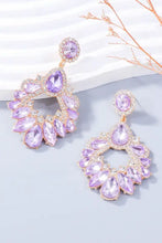 Alloy rhinestone dangle earrings with purple gemstones and clear rhinestones