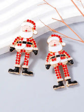 Alloy rhinestone Santa earrings with dangling Santa Claus design