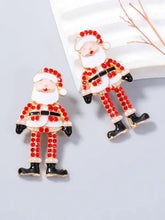 Alloy rhinestone Santa earrings with red and clear dangle design