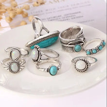 Alloy turquoise and opal silver-toned ring set with inset stones
