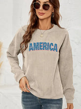 Light beige America graphic dropped shoulder sweatshirt with stars and stripes