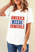 America Needs Cowgirls White Patriotic Graphic T Shirt for Women