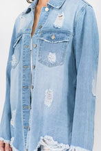 American Bazi Distressed Frayed Hem Denim Jacket Woman Outerwear