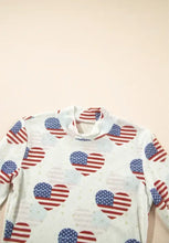 American Flag Heart Pattern Long Sleeve Bodysuit for Women Woman Bodysuits