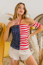American Flag Off Shoulder Top with Ruched Detailing