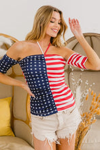 American Flag Off Shoulder Top with Ruched Detailing