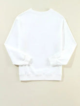 White American Flag round neck casual sweatshirt with long sleeves ribbed cuffs and hem for everyday wear