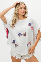 American Flag Sequin Ribbon Patriotic Fringe T Shirt for Women Woman T Shirts