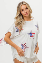 American Flag Sequin Star Fringe Top for Women Woman T Shirts