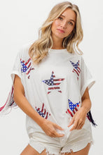 American Flag Sequin Star Fringe Top for Women