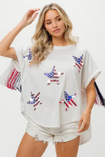 American Flag Sequin Star Fringe Top for Women Woman T Shirts