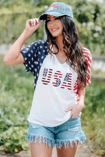 American Flag Sequin V-Neck T-Shirt for Women Woman T Shirts