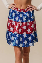 American Flag Theme Star Sequin Tiered Skirt for Women Woman Skirts