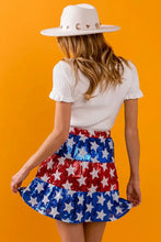 American Flag Theme Star Sequin Tiered Skirt for Women Woman Skirts
