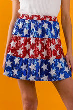 American Flag Theme Star Sequin Tiered Skirt for Women Woman Skirts