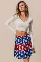 American Flag Theme Star Sequin Tiered Skirt for Women Woman Skirts