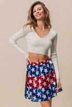 American Flag Theme Star Sequin Tiered Skirt for Women