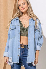 And The Why Button Front Flap Pocket Ripped Denim Jacket Denim Woman Outerwear