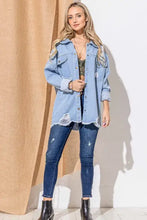 And The Why Button Front Flap Pocket Ripped Denim Jacket Woman Outerwear
