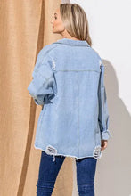 And The Why Button Front Flap Pocket Ripped Denim Jacket Woman Outerwear