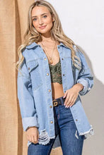 And The Why Button Front Flap Pocket Ripped Denim Jacket Woman Outerwear