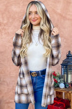 And The Why Plaid Open Front Hooded Shacket Casual Dresses