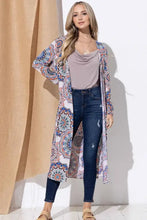 And The Why Printed Kimono Open Front Longline Cardigan Woman Outerwear
